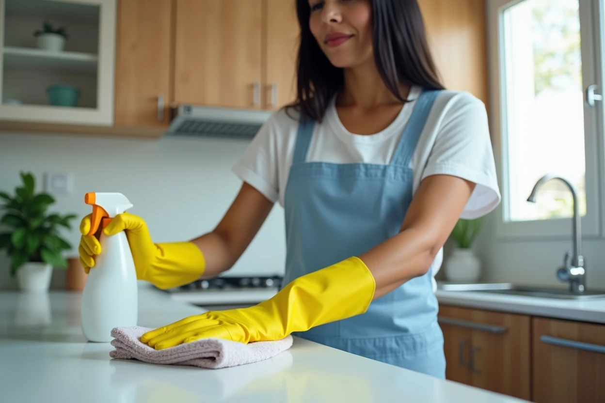 Detalle de limpieza profunda en cocina y grifería